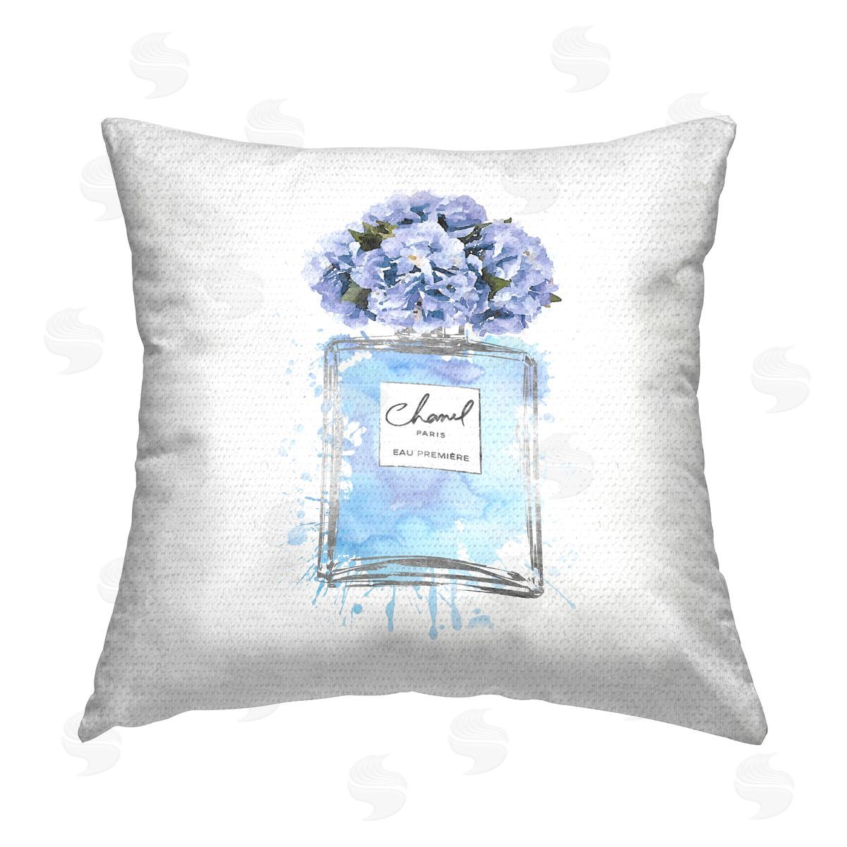Glam Perfume Blue Flower Blooms Outdoor Printed Pillow, Home Decor by Amanda Greenwood