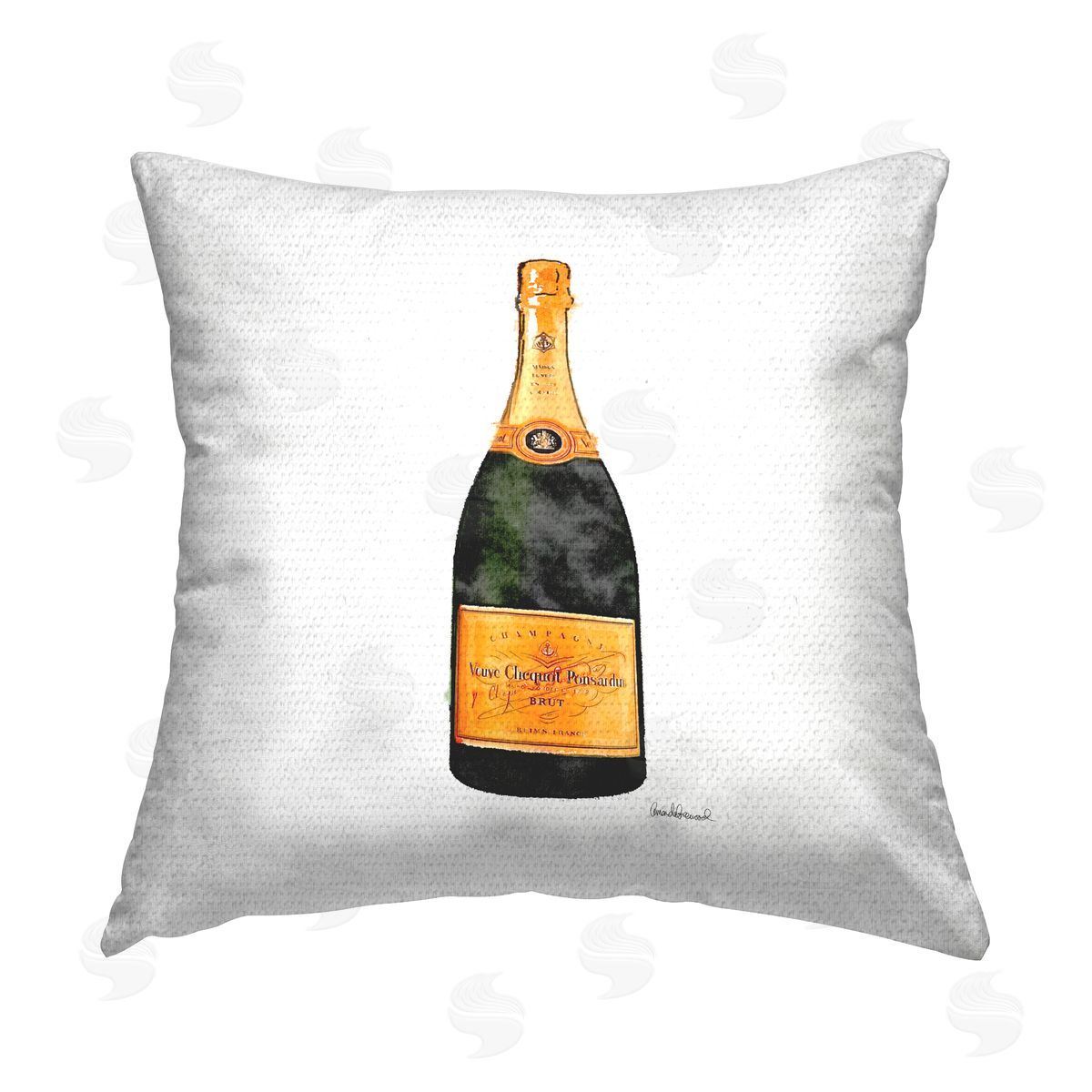 Champagne Bottle Casual Liquor Outdoor Printed Pillow, Home Decor by Amanda Greenwood