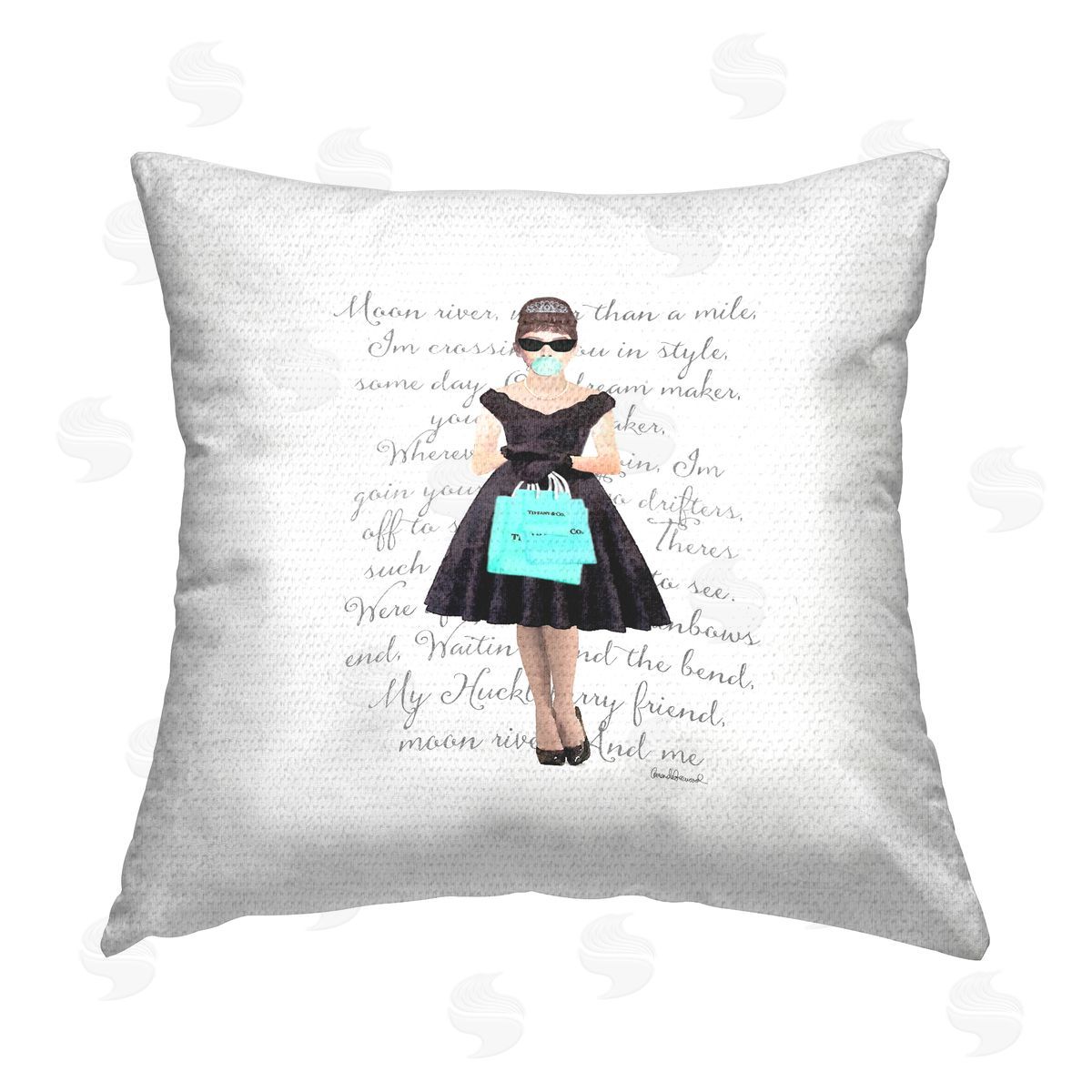 Glam Woman Shopping Outdoor Printed Pillow, Home Decor by Amanda Greenwood