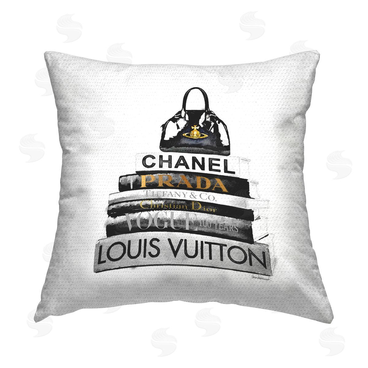 Black & White Fashion Books Stacked Outdoor Printed Pillow, Home Decor by Amanda Greenwood