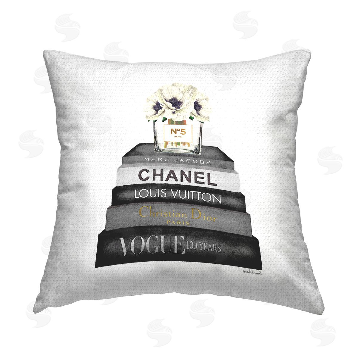 Poppy Blossoms Chic Fashion Books Outdoor Printed Pillow, Home Decor by Amanda Greenwood