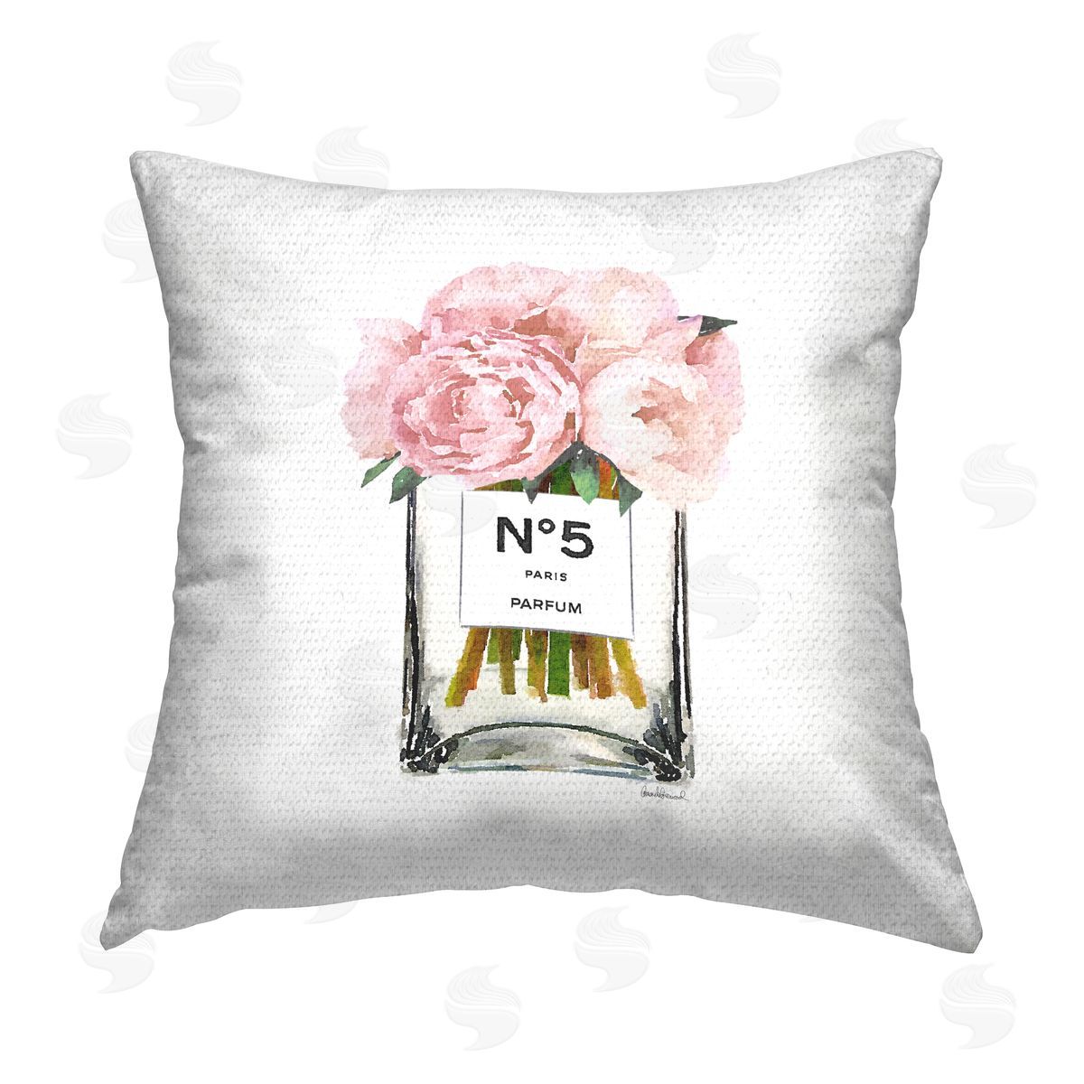 Pink Peonies Trendy Perfume Bouquet Outdoor Printed Pillow, Home Decor by Amanda Greenwood