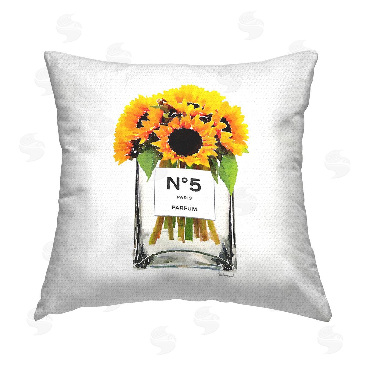 Sunflower Blooms Stylish Perfume Outdoor Printed Pillow, Home Decor by Amanda Greenwood