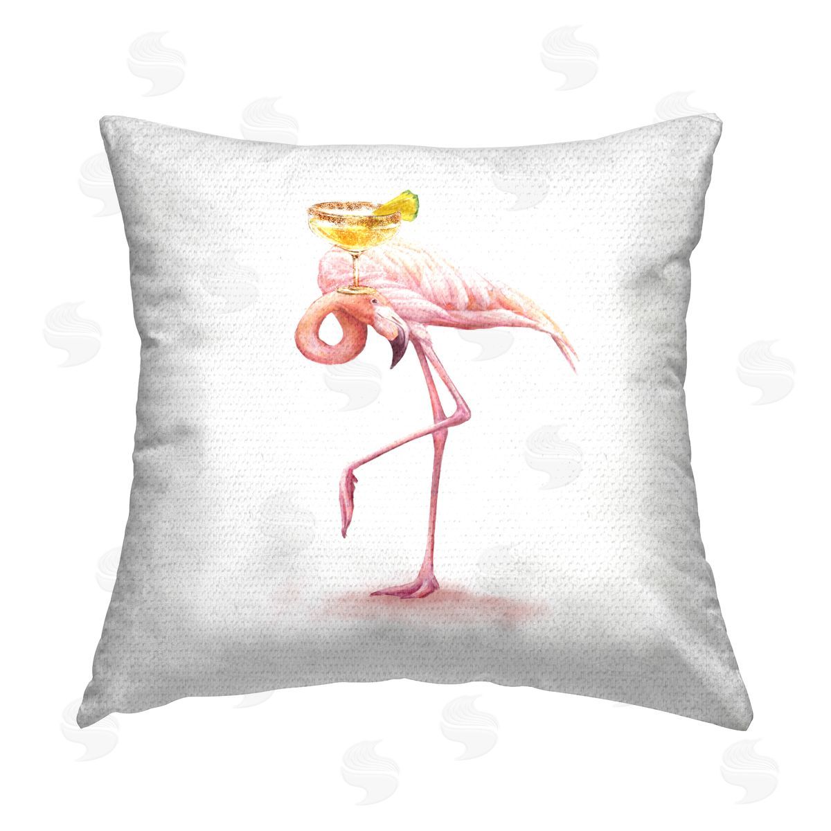 Flamingo with Tropical Cocktail Outdoor Printed Pillow, Home Decor by Ziwei Li