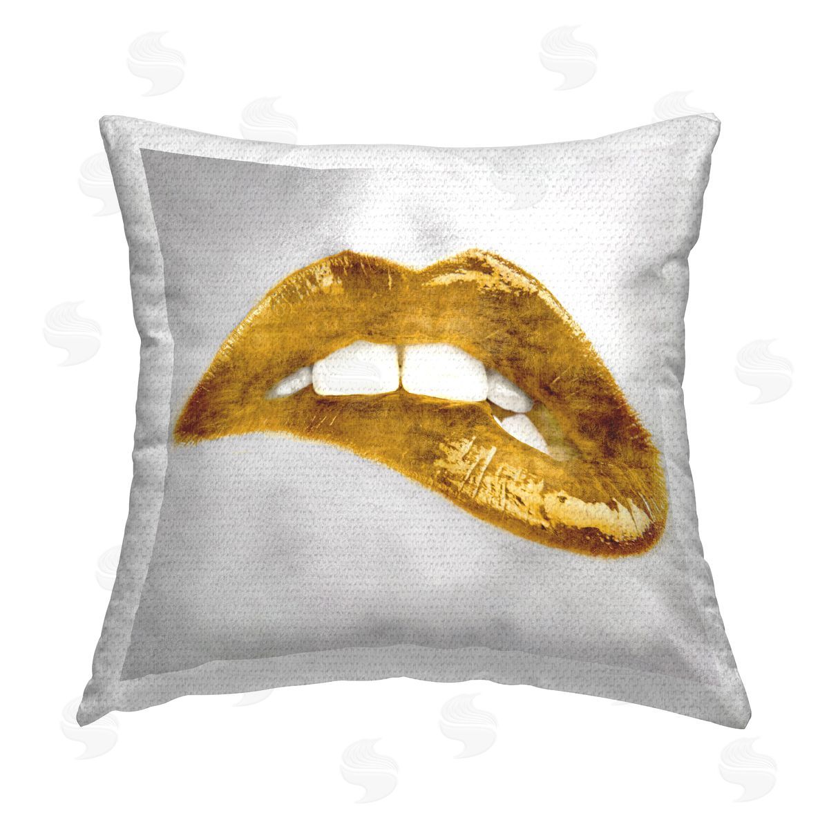 Chic Golden Lipstick Glam Makeup Outdoor Printed Pillow, Home Decor by Sarah McGuire