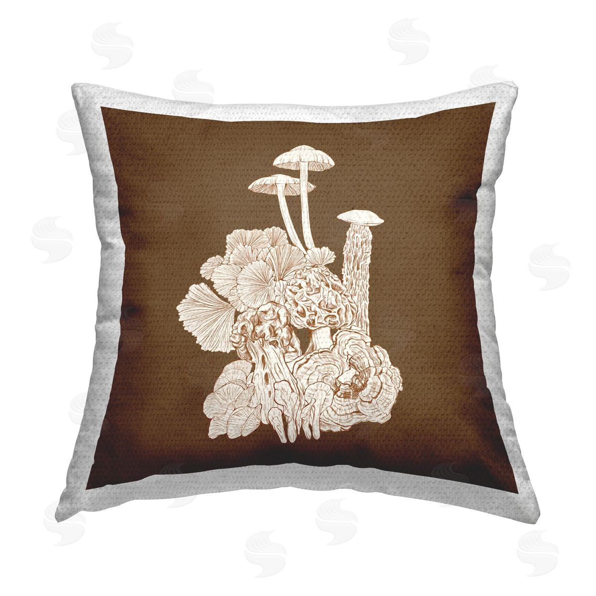 Brown Mushroom Forest Life Outdoor Printed Pillow, Home Decor by Ziwei Li