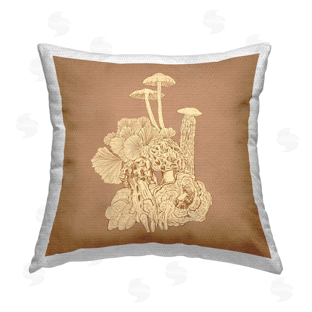 Detailed Mushrooms Botanical Plants Outdoor Printed Pillow, Home Decor by Ziwei Li