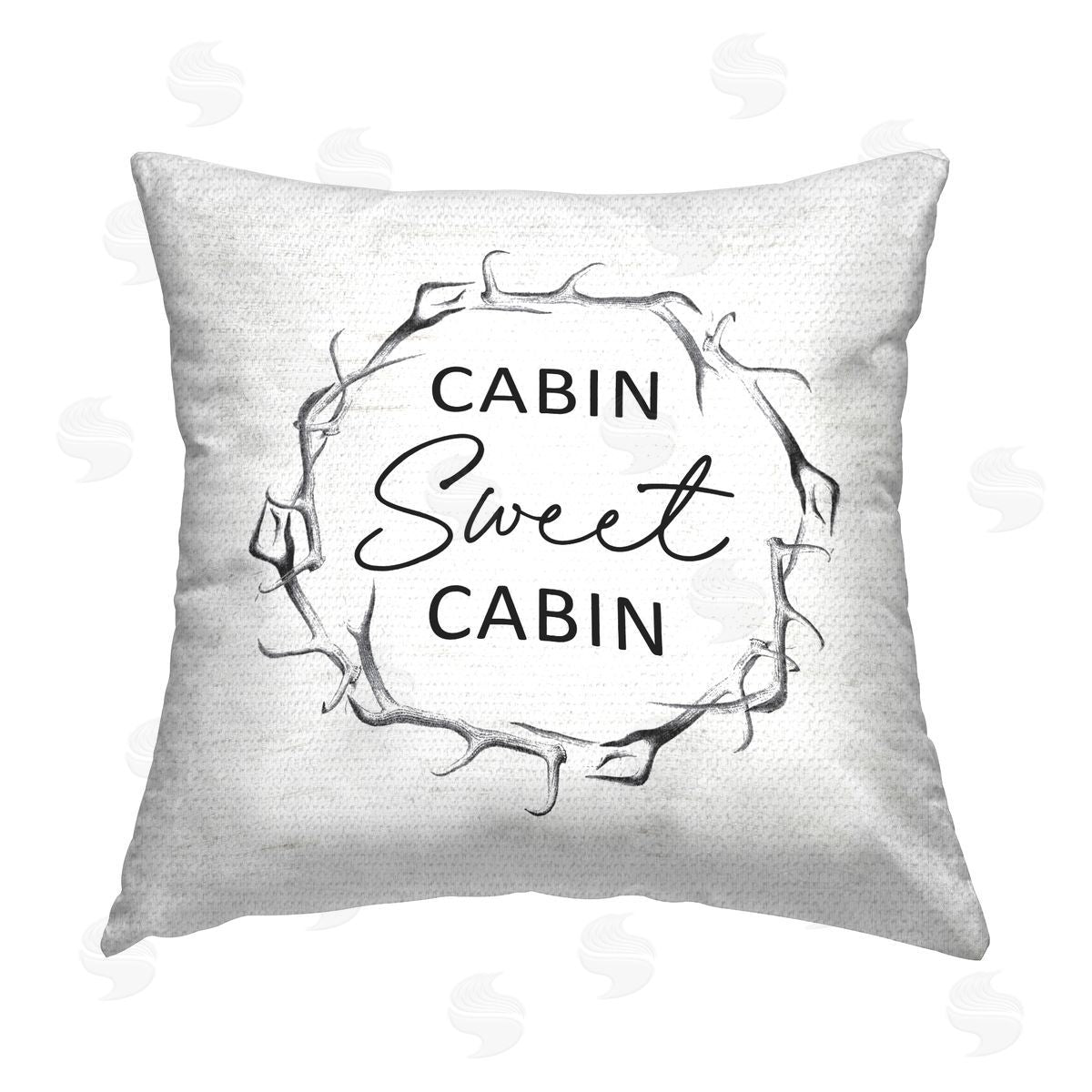 Sweet Cabin Rustic Antlers Wreath Outdoor Printed Pillow, Home Decor by Lettered and Lined