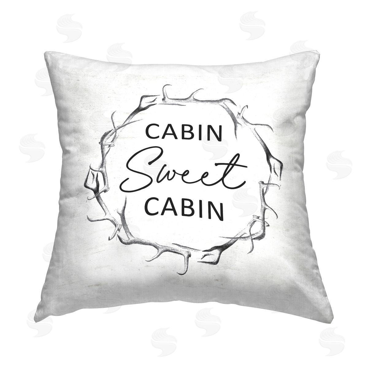 Sweet Cabin Rustic Antlers Wreath Decorative Printed Pillow, Home Decor by Lettered and Lined