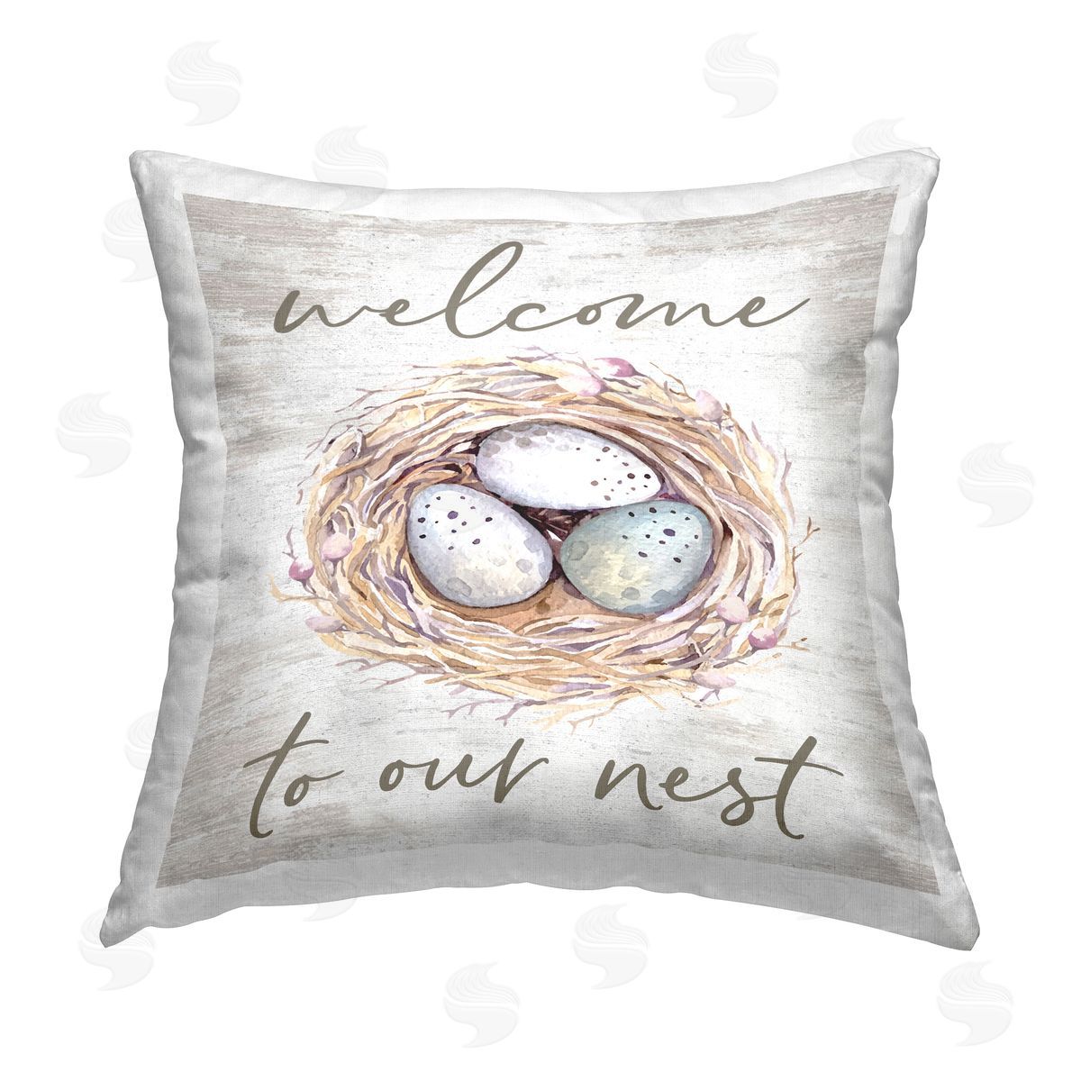 Welcome To Our Nest Nature Phrase Decorative Printed Pillow, Home Decor by Lettered and Lined
