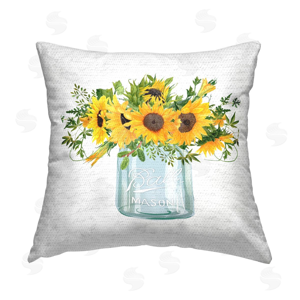 Country Sunflower Blossoms Outdoor Printed Pillow, Home Decor by Lettered and Lined