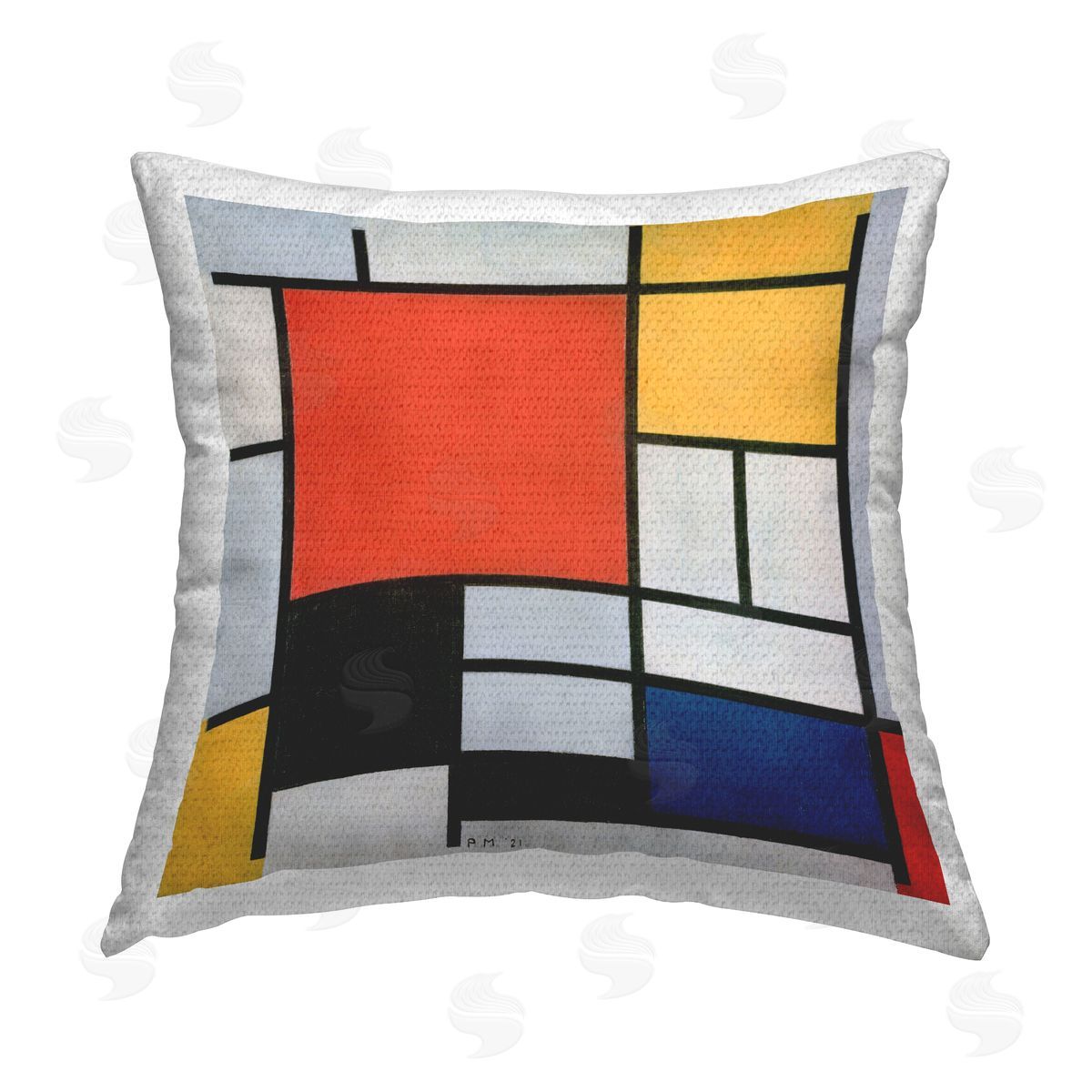 Classic Mondrian Abstract Squares Outdoor Printed Pillow, Home Decor by one1000paintings