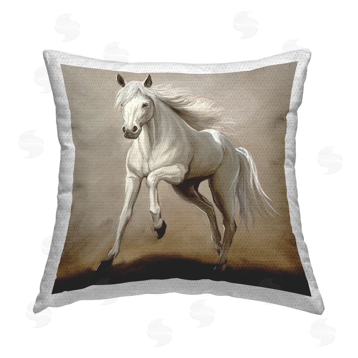 Galloping White Stallion Horse Outdoor Printed Pillow, Home Decor by Ziwei Li