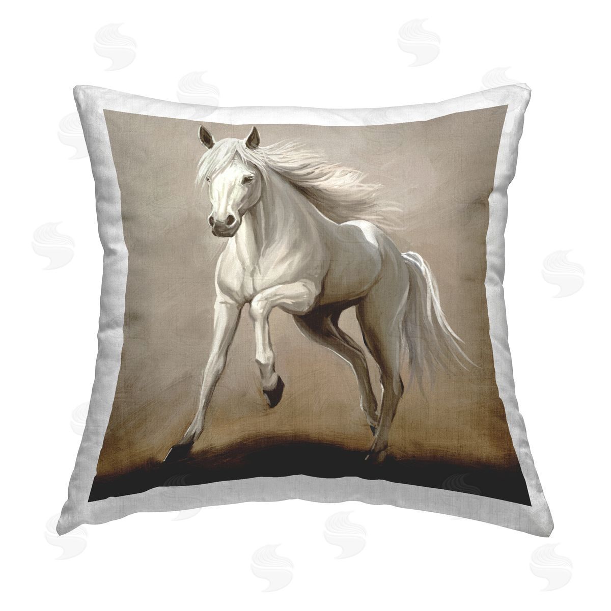 Galloping White Stallion Horse Decorative Printed Pillow, Home Decor by Ziwei Li