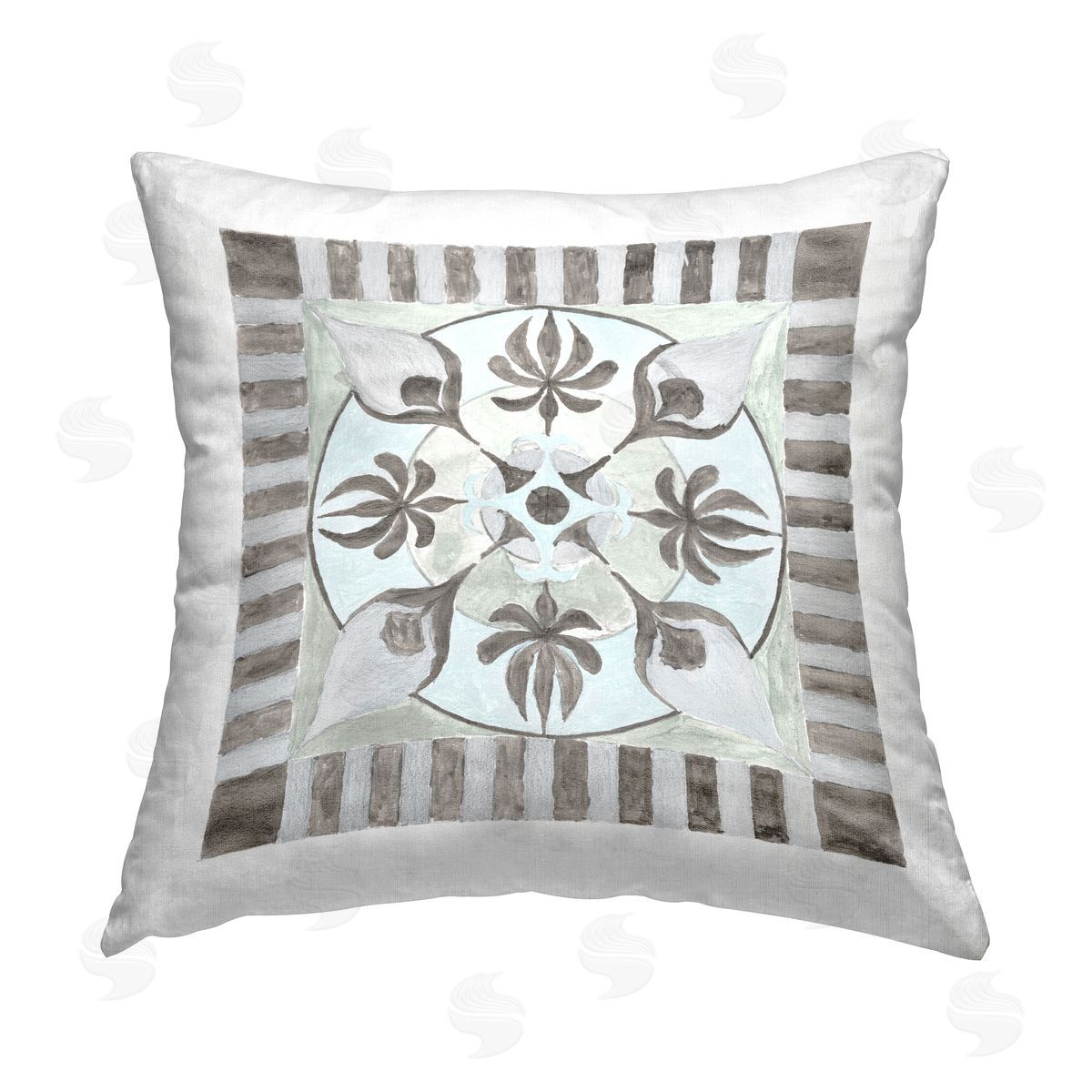 Bohemian Stripes Floral Pattern Decorative Printed Pillow, Home Decor by Charity Henderson