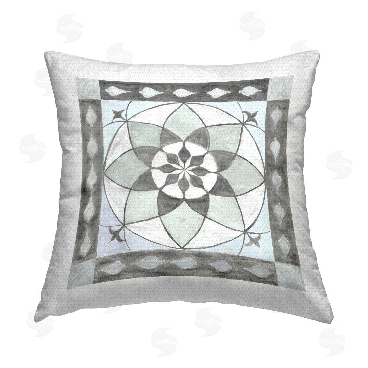 Grey Abstract Fractal Pattern Outdoor Printed Pillow, Home Decor by Charity Henderson