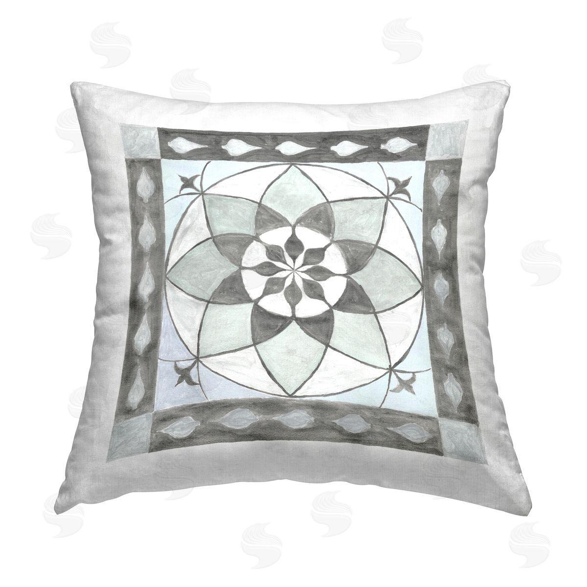 Grey Abstract Fractal Pattern Decorative Printed Pillow, Home Decor by Charity Henderson