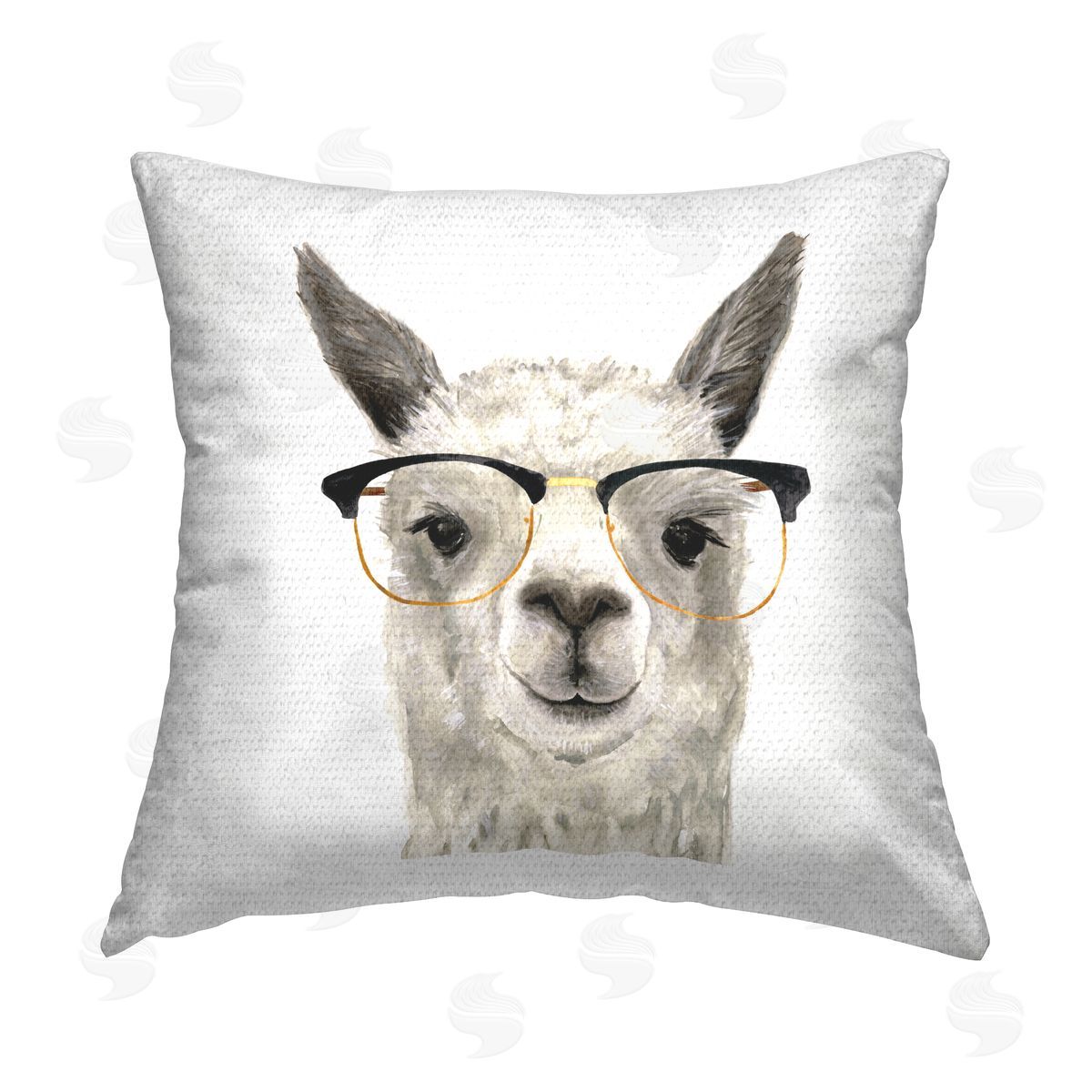 Fun Llama Wearing Glasses Portrait Outdoor Printed Pillow, Home Decor by Victoria Borges