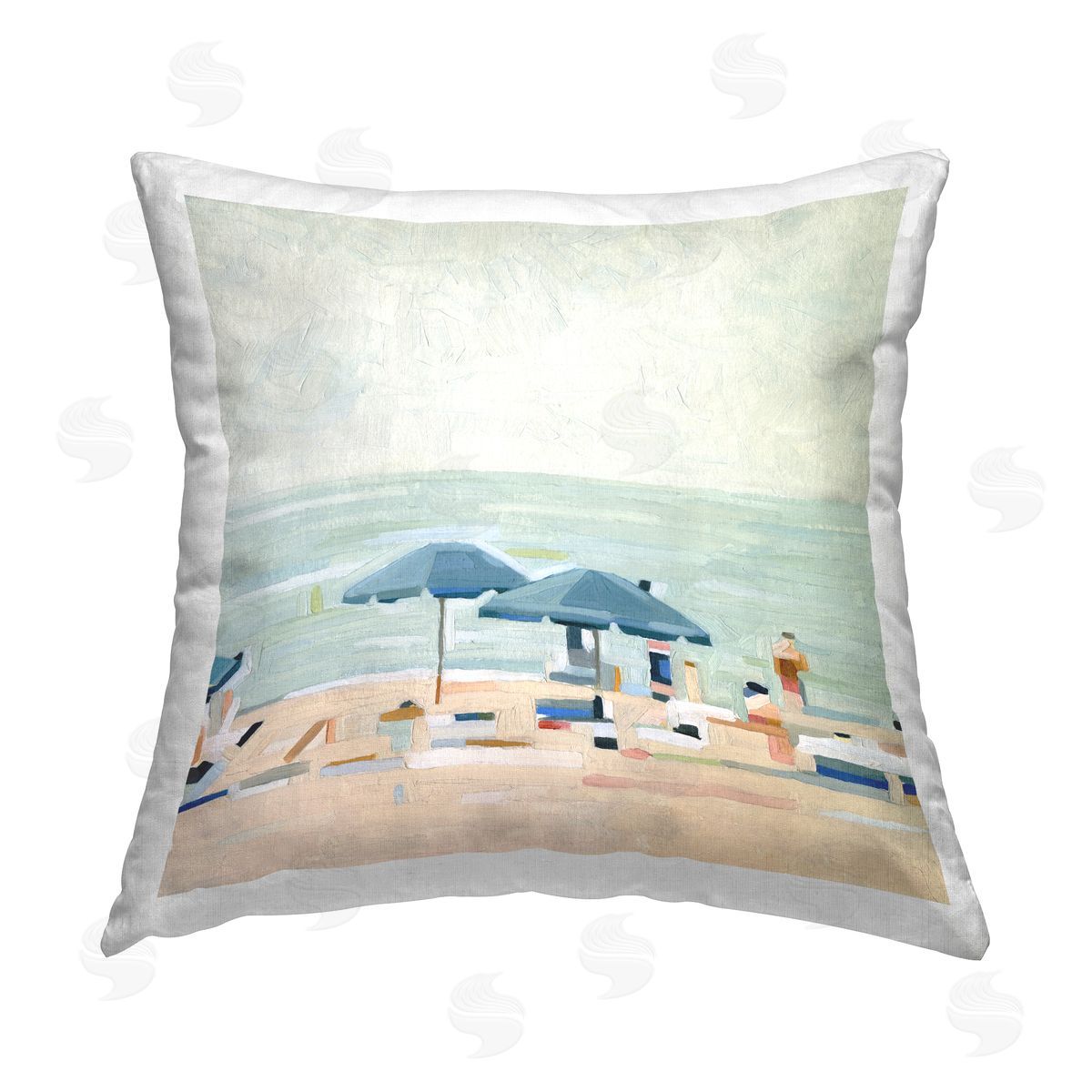 Abstract Summer Beachgoers Decorative Printed Pillow, Home Decor by Emma Scarvey