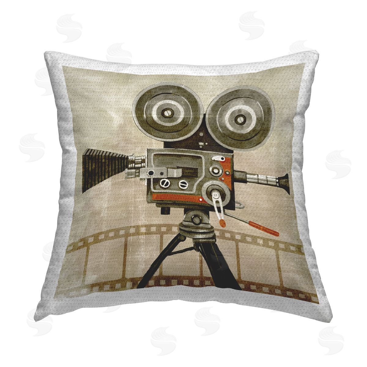 Antique Film Camera Vintage Movies Outdoor Printed Pillow, Home Decor by Grace Popp