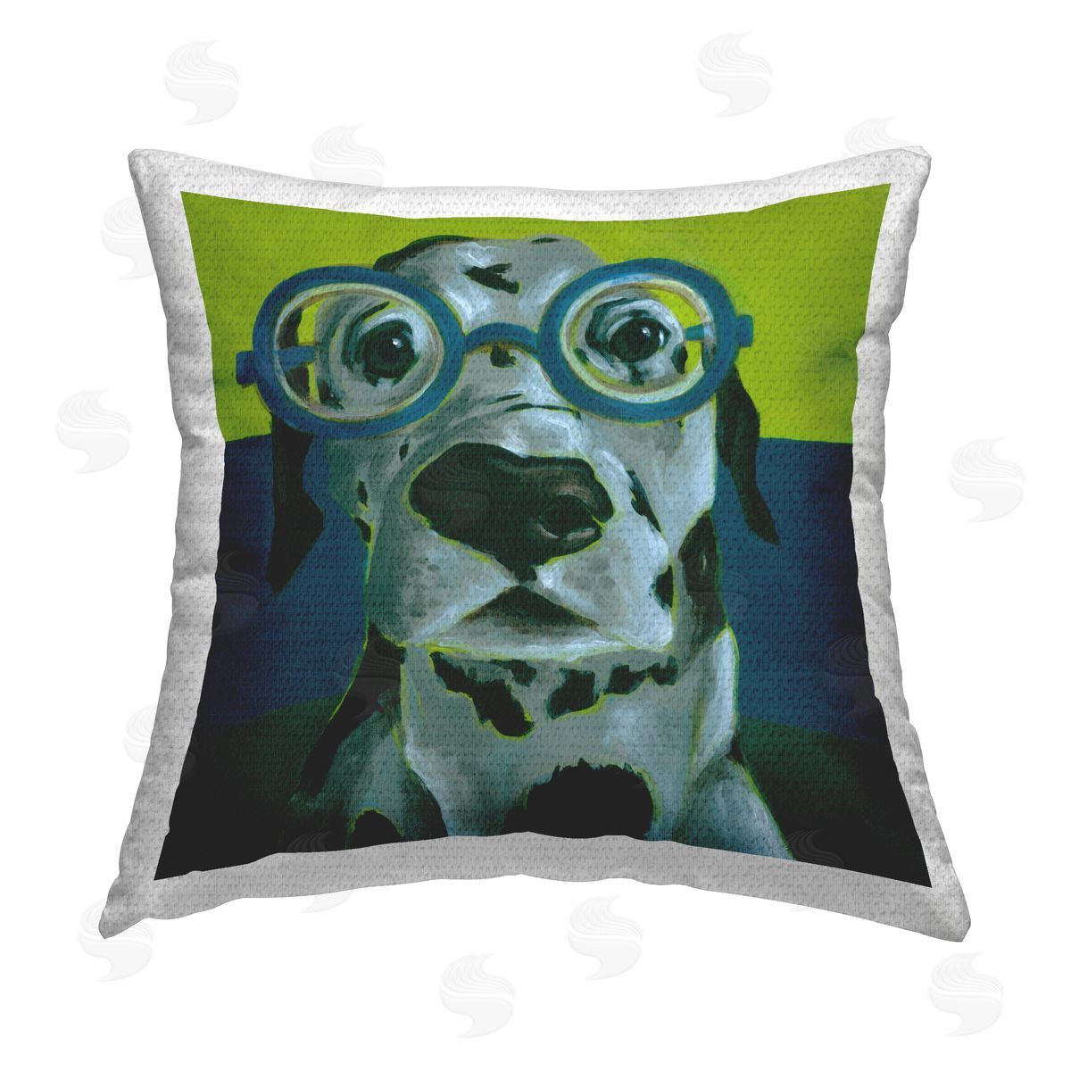 Dalmatian Dog Wearing Glasses Outdoor Printed Pillow, Home Decor by Jennifer Rutledge