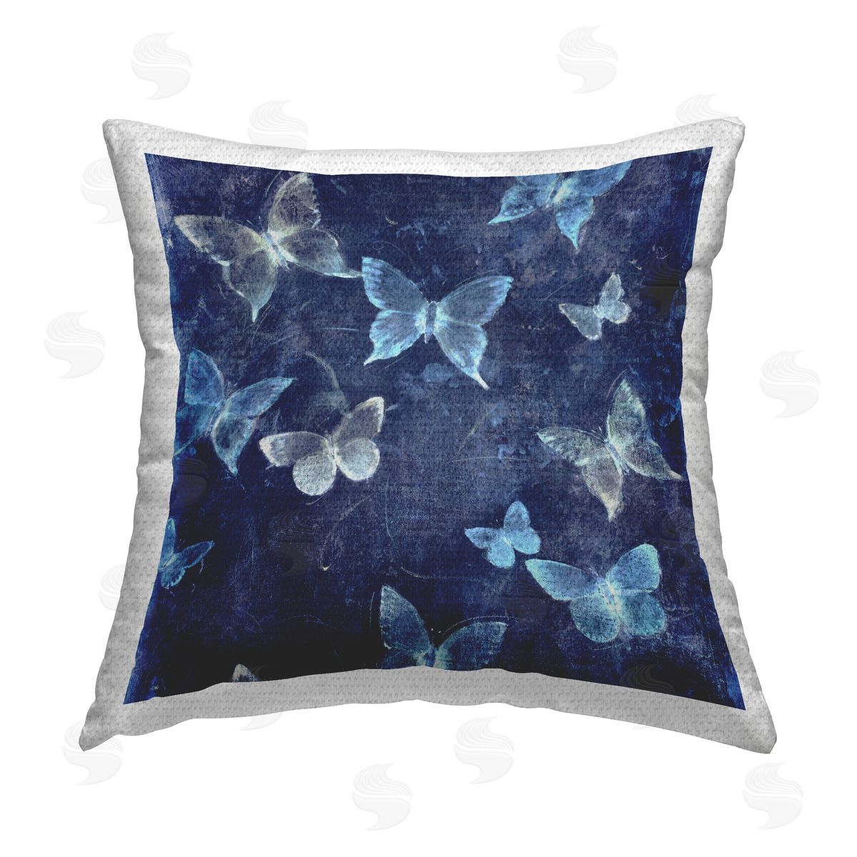 Abstract Blue Butterflies Pattern Outdoor Printed Pillow, Home Decor by Tim O'Toole