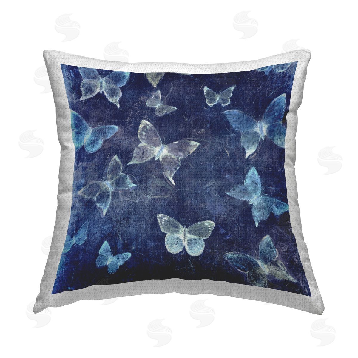 Abstract Bold Blue Butterflies Outdoor Printed Pillow, Home Decor by Tim O'Toole