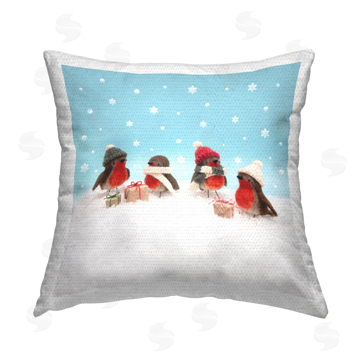 Birds & Christmas Presents Outdoor Printed Pillow, Home Decor by Lemon & Sugar