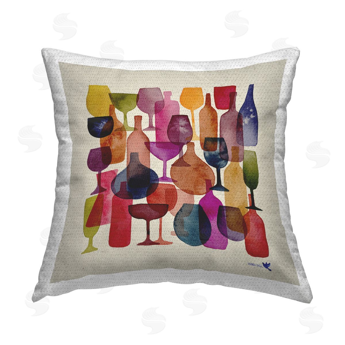 Mod Wine Glasses Pattern Outdoor Printed Pillow, Home Decor by Lemon & Sugar
