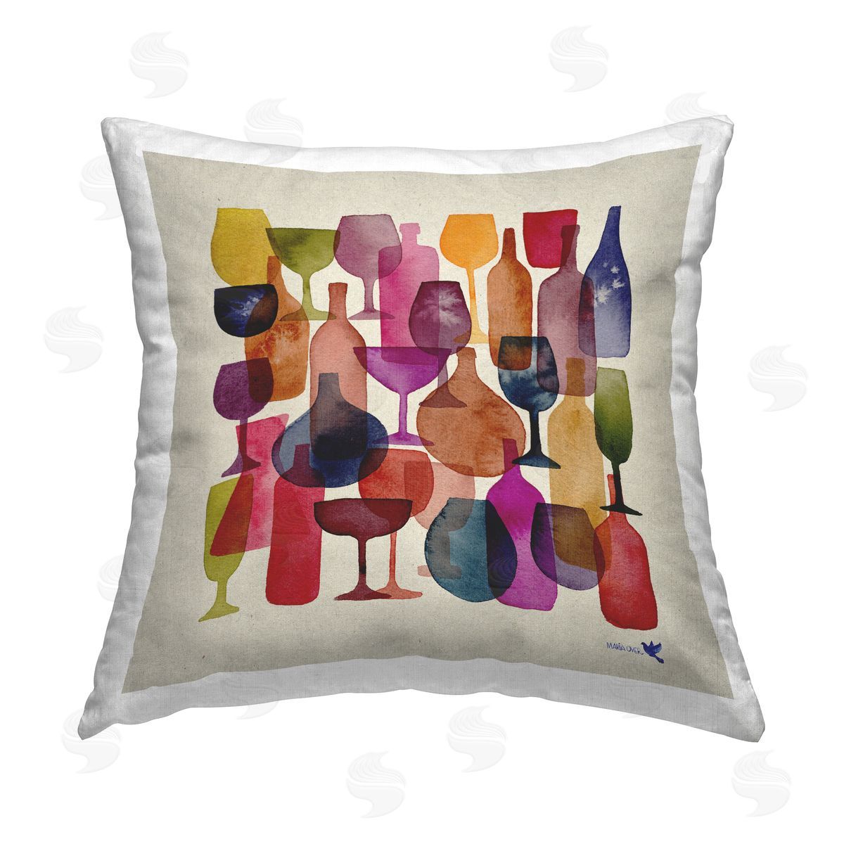 Mod Wine Glasses Pattern Decorative Printed Pillow, Home Decor by Lemon & Sugar