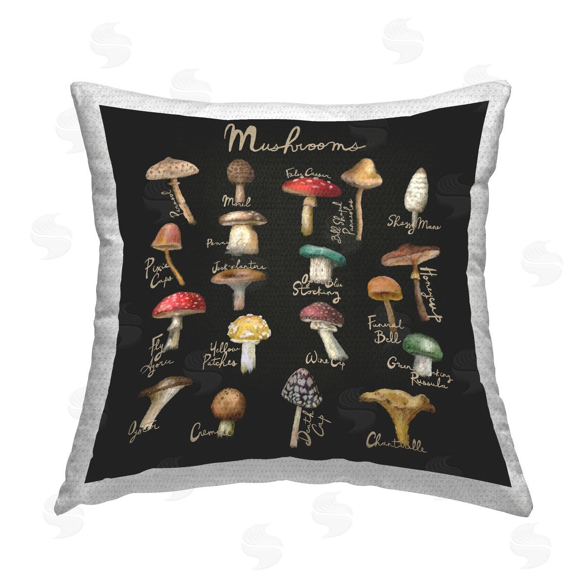 Various Mushroom Types Botanicals Outdoor Printed Pillow, Home Decor by Amylee Weeks