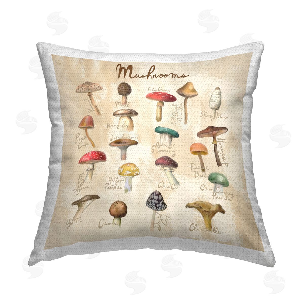 Mushroom Vintage Studies Outdoor Printed Pillow, Home Decor by Amylee Weeks