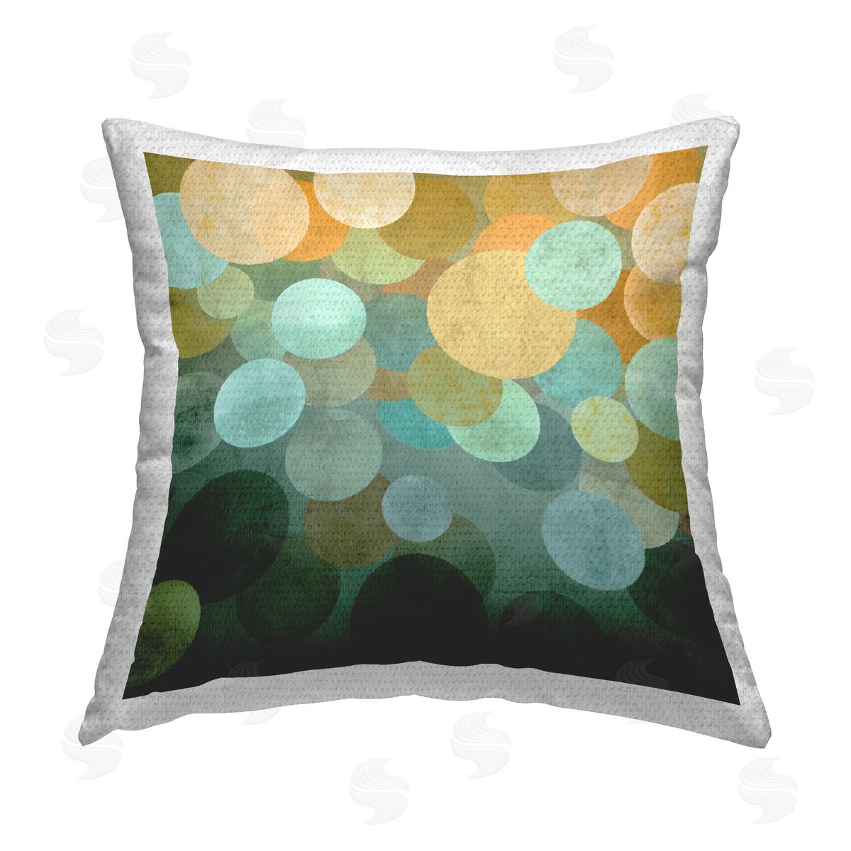 Abstract Circles Green & Yellow Outdoor Printed Pillow, Home Decor by Brent Nelson