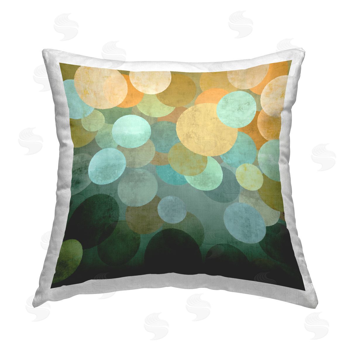 Abstract Circles Green & Yellow Decorative Printed Pillow, Home Decor by Brent Nelson