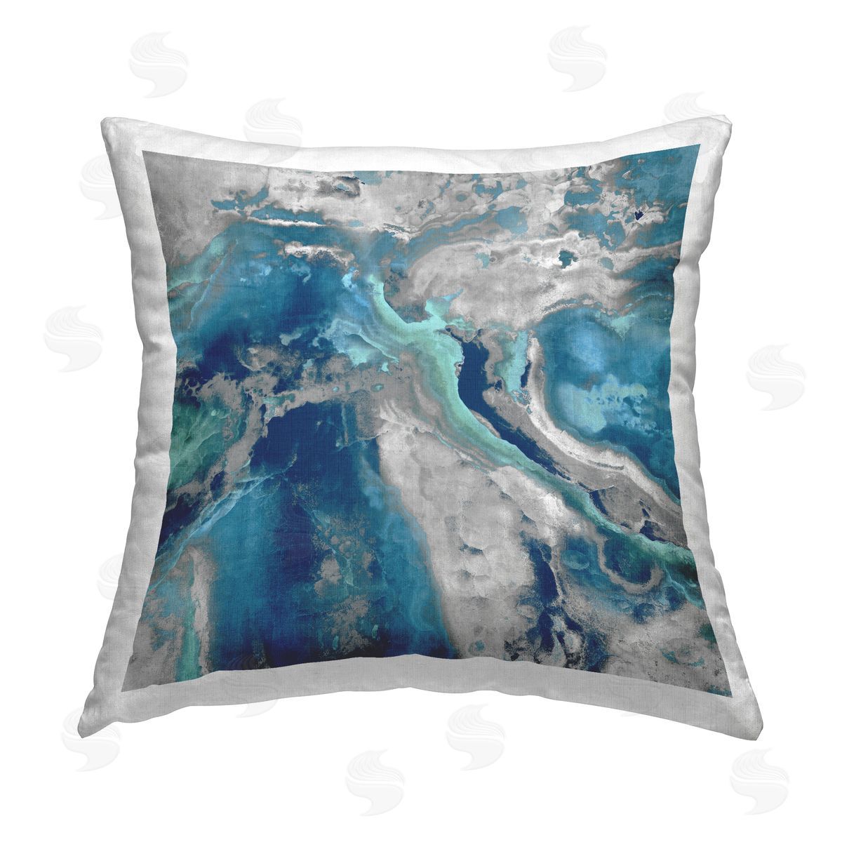 Abstract Blue Water Foam Swirl Decorative Printed Pillow, Home Decor by Danielle Carson