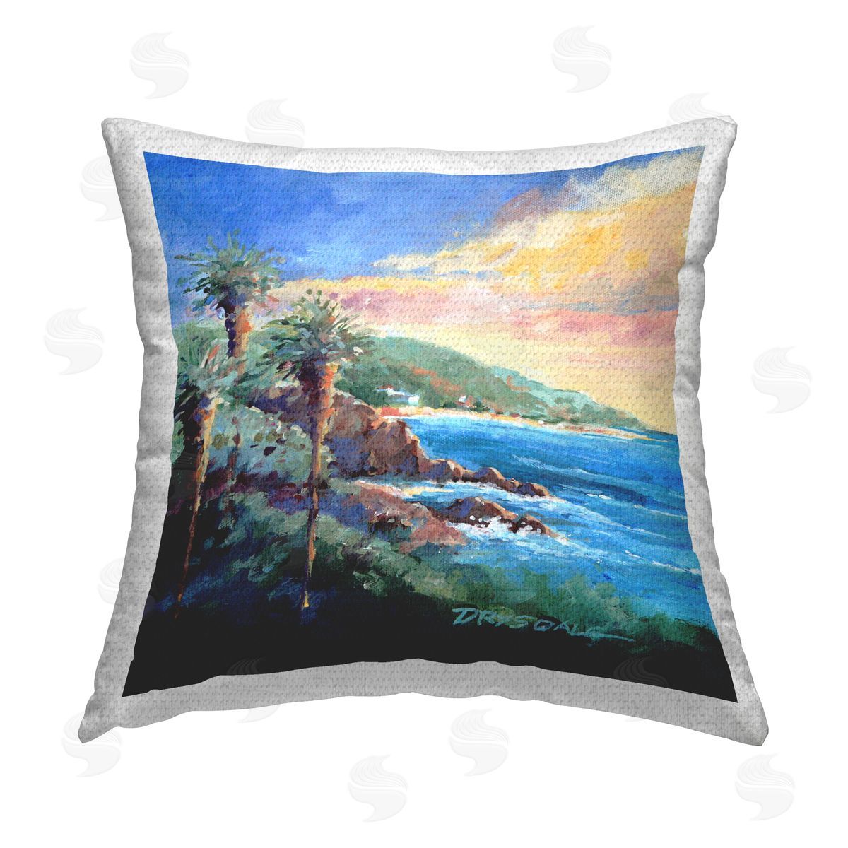 Tropical Summer Palm Trees Outdoor Printed Pillow, Home Decor by Bill Drysdale