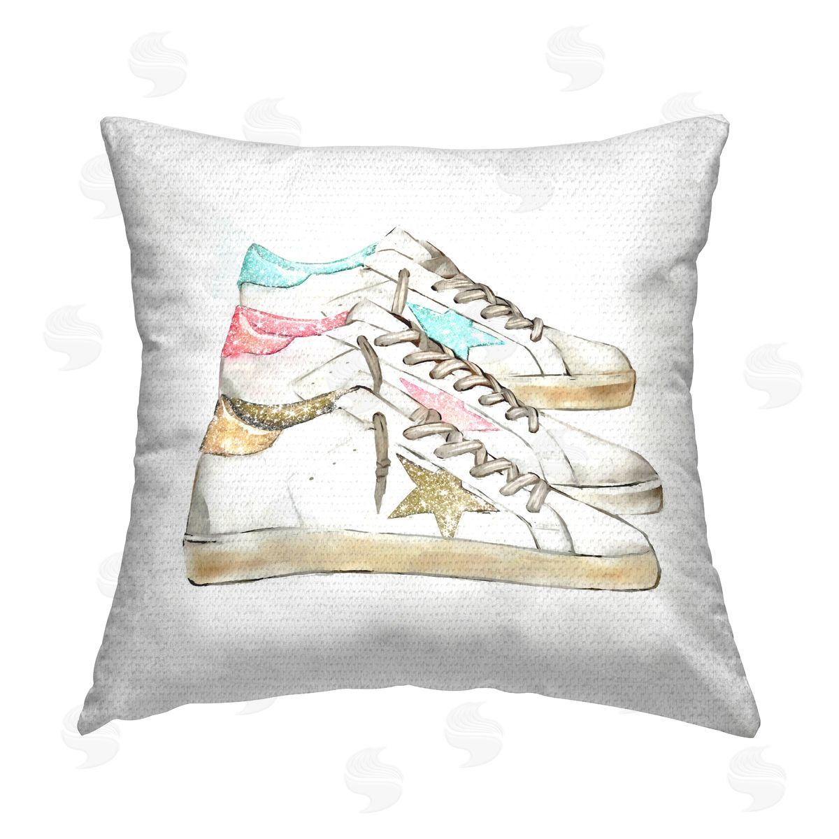 Pastel Star Shape Fashion Sneakers Outdoor Printed Pillow, Home Decor by Ziwei Li