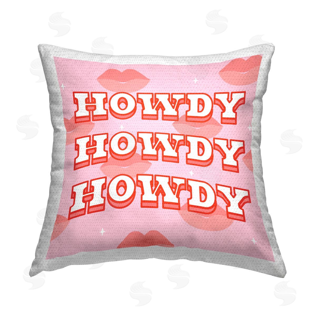 Bold Pink Howdy Lips Pattern Outdoor Printed Pillow, Home Decor by Ziwei Li