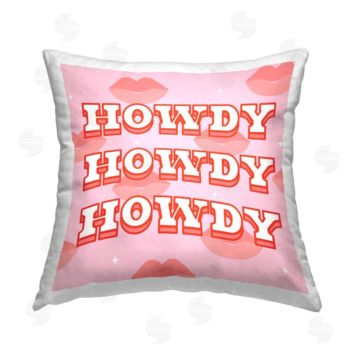 Bold Pink Howdy Lips Pattern Decorative Printed Pillow, Home Decor by Ziwei Li