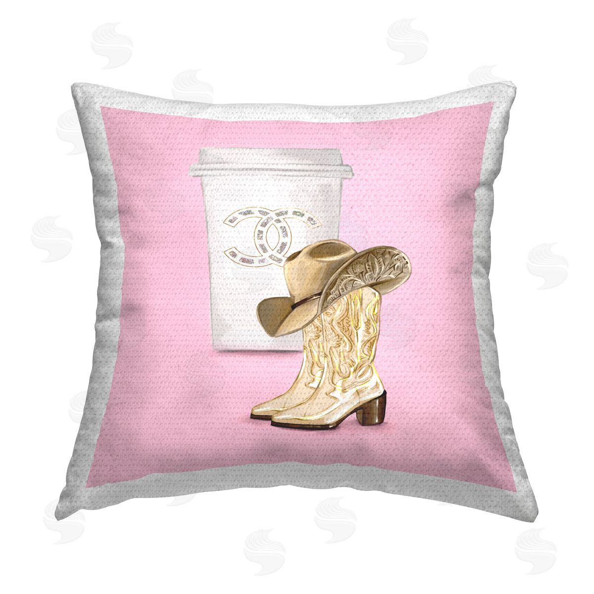 Southern Fashion Glam Cowgirl Boots Outdoor Printed Pillow, Home Decor by Ziwei Li