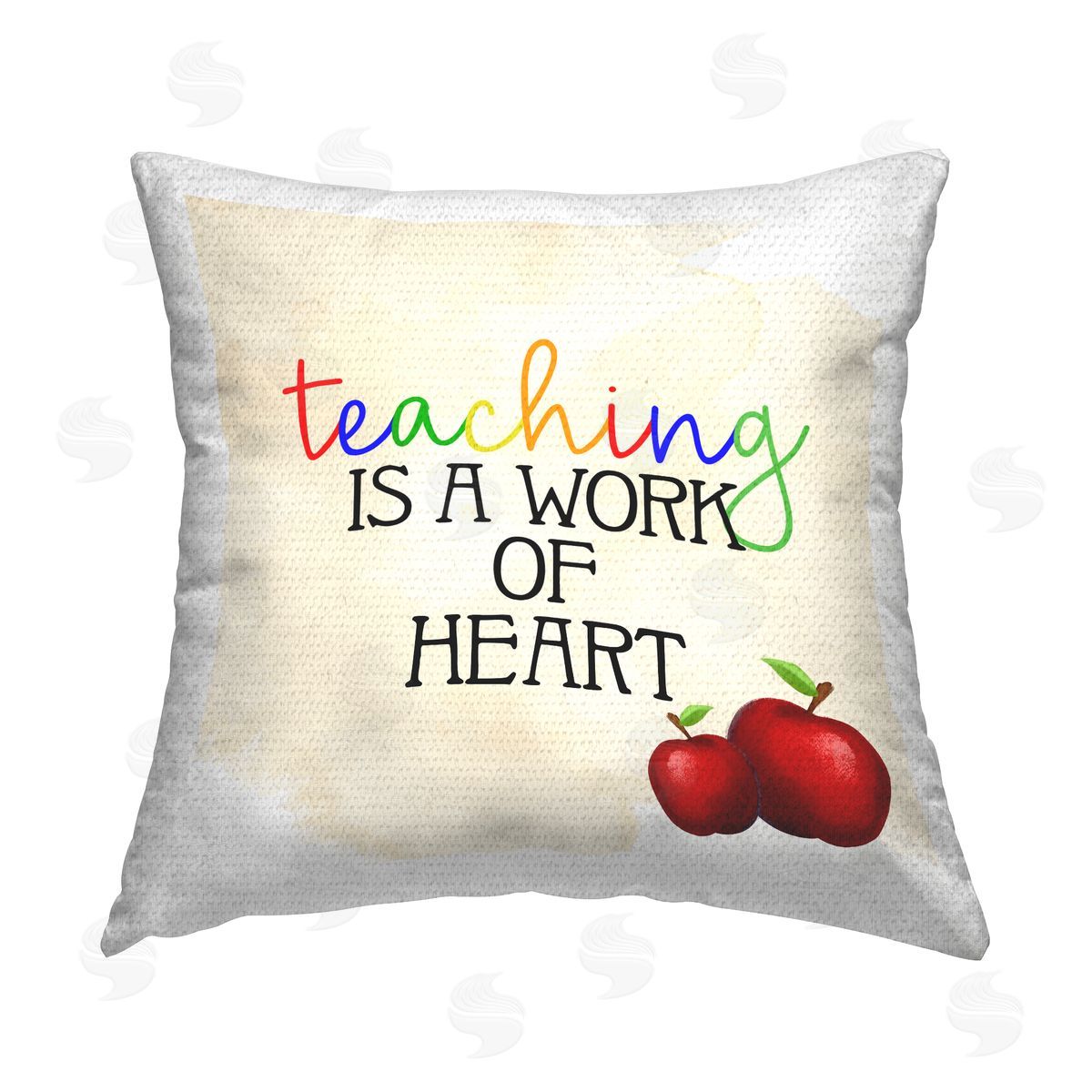 Teaching Is Work of Heart Outdoor Printed Pillow, Home Decor by Kim Allen