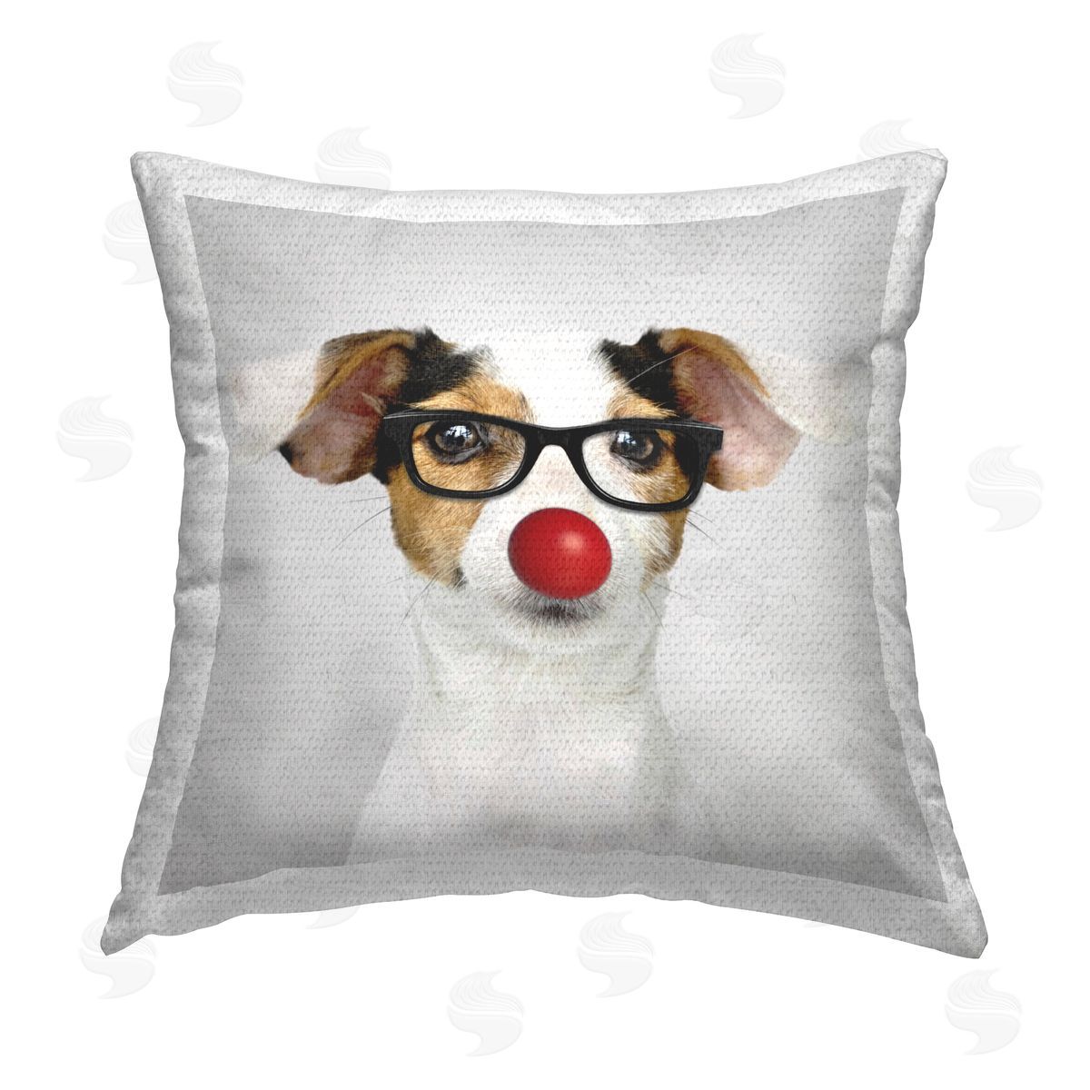 Funny Dog Red Nose Glasses Animal Outdoor Printed Pillow, Home Decor by Karen Smith