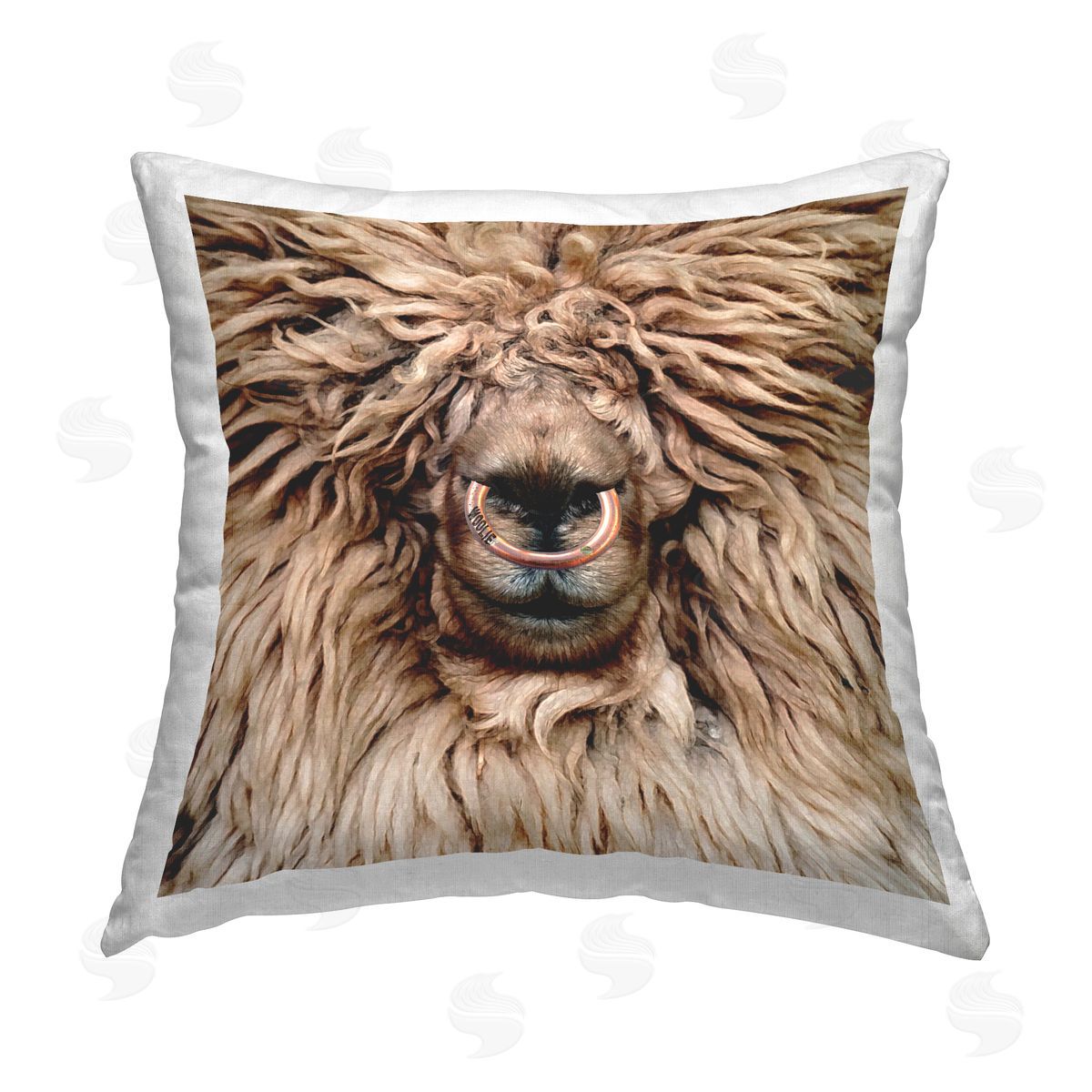 Fluffy Brown Sheep Farm Animal Decorative Printed Pillow, Home Decor by Karen Smith