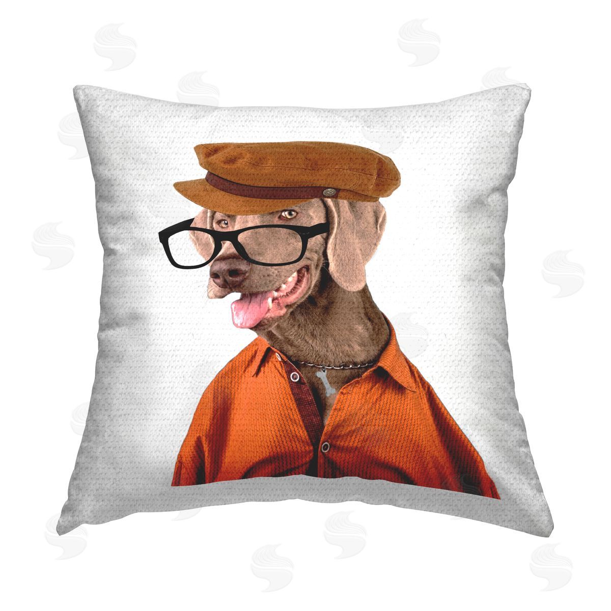 Dog Wearing Cap & Glasses Outdoor Printed Pillow, Home Decor by Karen Smith
