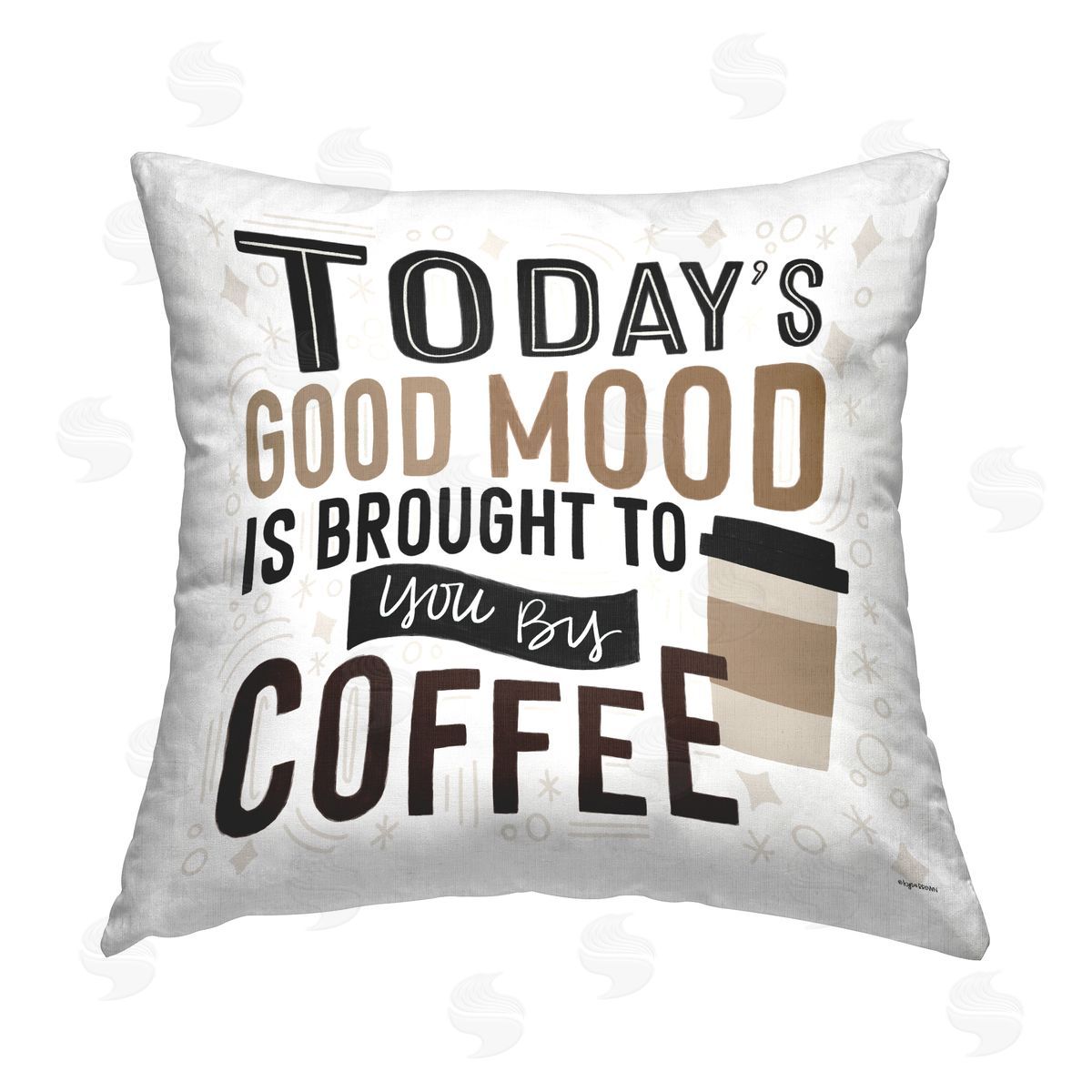 Lady Louise Designs Today's Good Mood by Coffee Printed Plush Polyester Throw Pillow