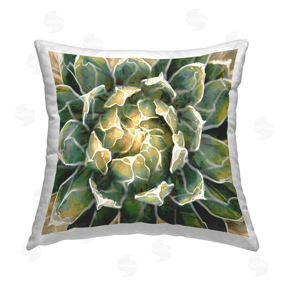 Green Succulent Plant Botanical Decorative Printed Pillow, Home Decor by Lindsay Benson