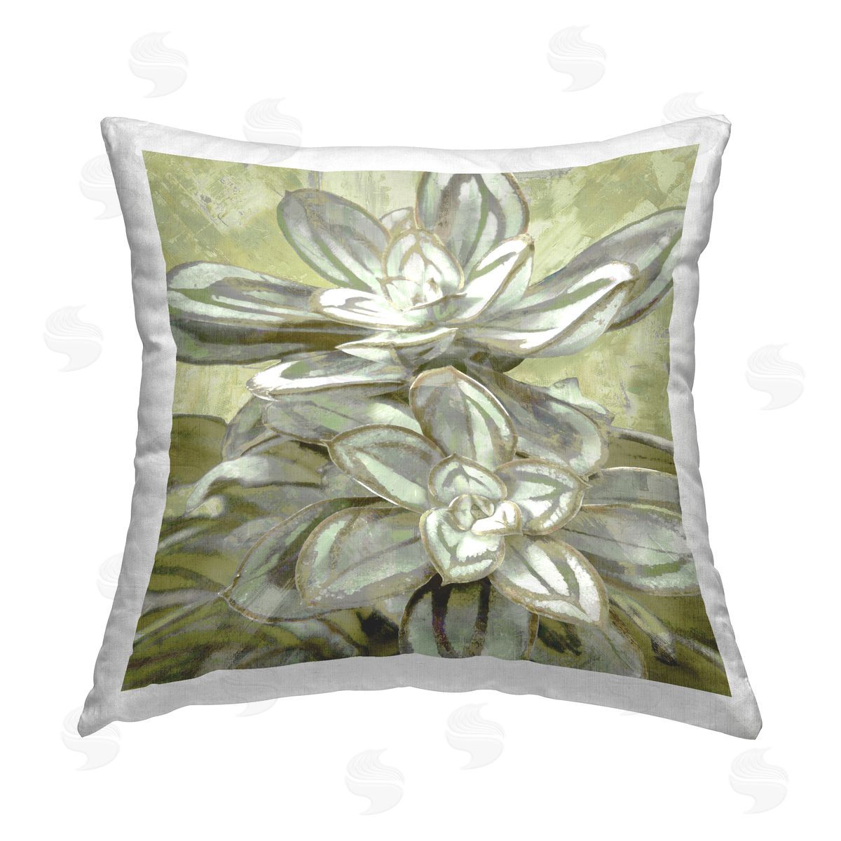 Green & White Botanical Leaves Decorative Printed Pillow, Home Decor by Lindsay Benson