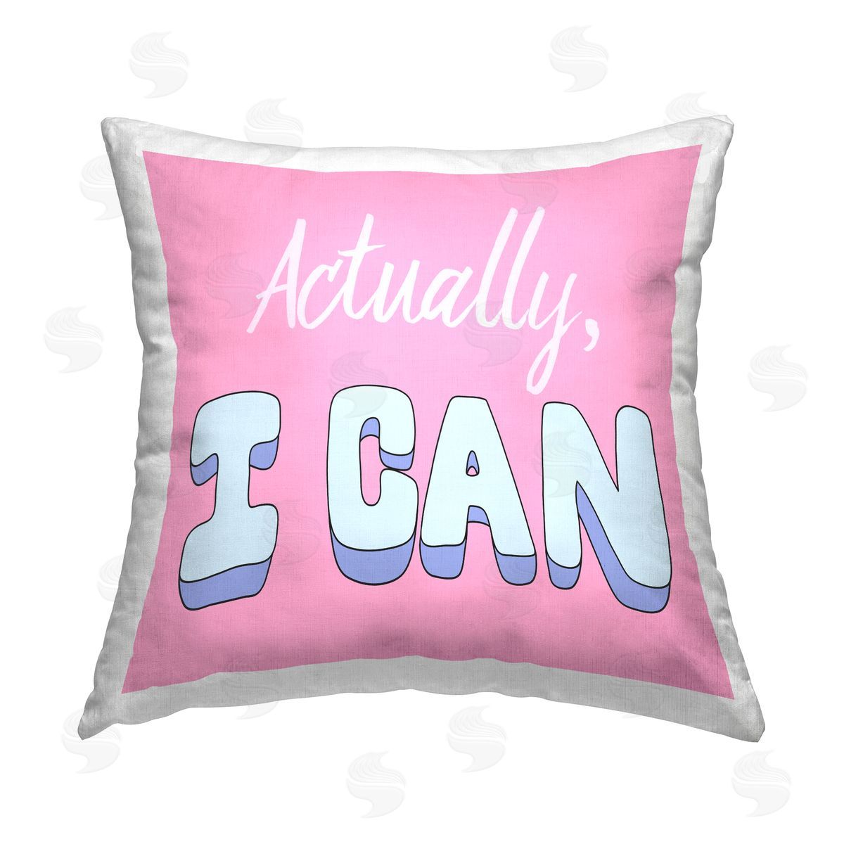 Actually I Can Bold Pink Phrase Decorative Printed Pillow, Home Decor by Marcus Prime