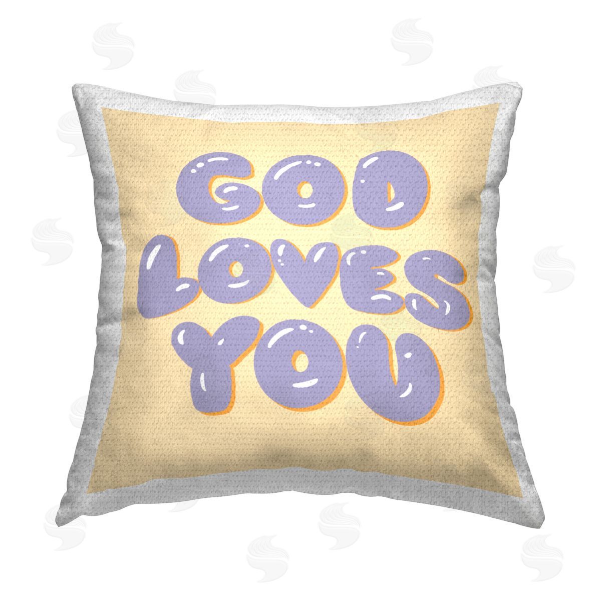 God Loves You Phrase Outdoor Printed Pillow, Home Decor by Ashley Singleton
