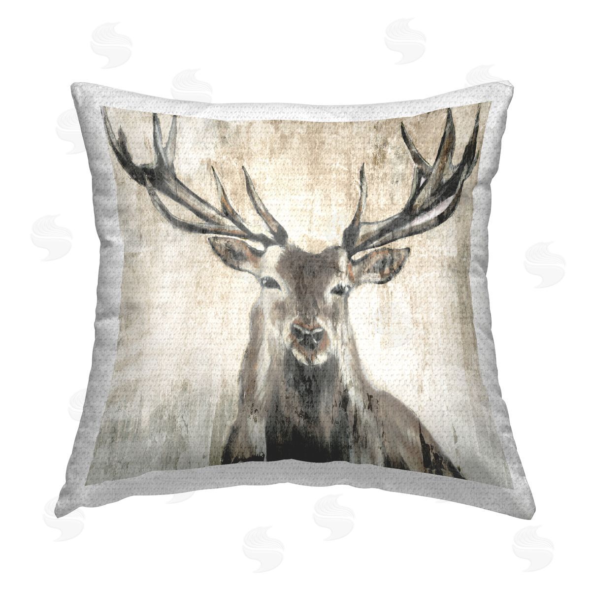 Rustic Nature Deer Antlers Wildlife Outdoor Printed Pillow, Home Decor by Liz Jardine